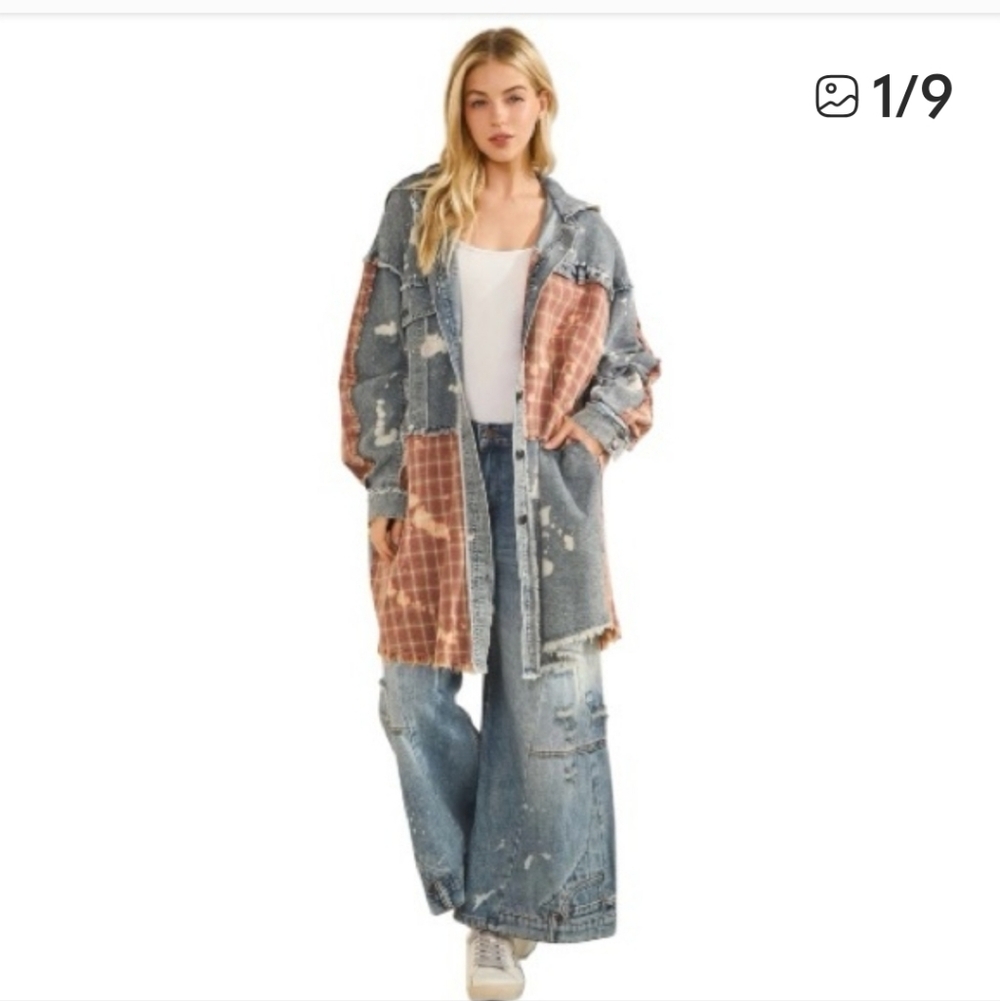 Patchwork Denim Shacket By Oli And Hali